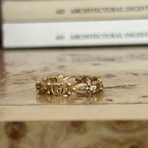 Gucci Flora Ring with Diamonds (18k Yellow Gold) Size IT16 (US 7.5)